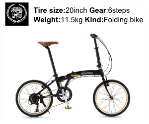CADILLAC（キャデラック） 自転車 20インチ AL-FDB207 Ｊブラックの商品スペック-Tire size-20inch Gear-6steps Weight-11.5kg Kind-Folding bike