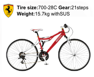 Ferrari（フェラーリ）自転車（クロスバイク）700C AL-CRB7021W-sus レッドの商品説明-Tire size-700-28C Gear-21steps- Weight-15.7kg